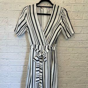 Etiquette Black and White Striped Jumpsuit (Small)